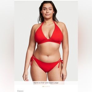 Victoria’s Secret Swimsuit Halter Push-up Bikini Set Red Rib S/S Brand New